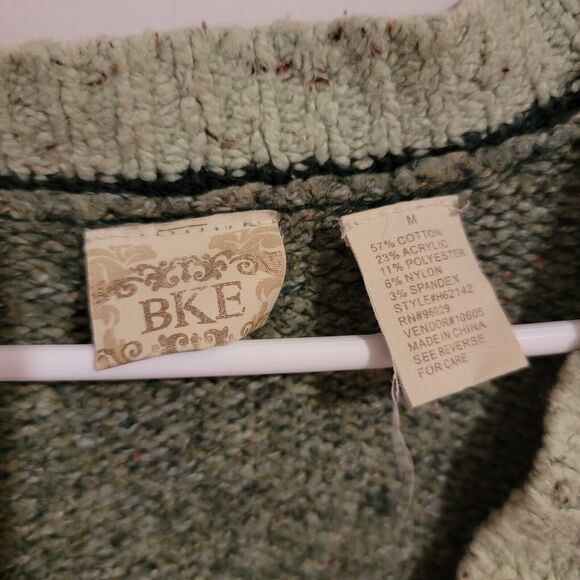 Bke Sweater Womens Size Medium M Green Chunky Knit Fairy Grunge Nature Boho - Picture 7 of 9